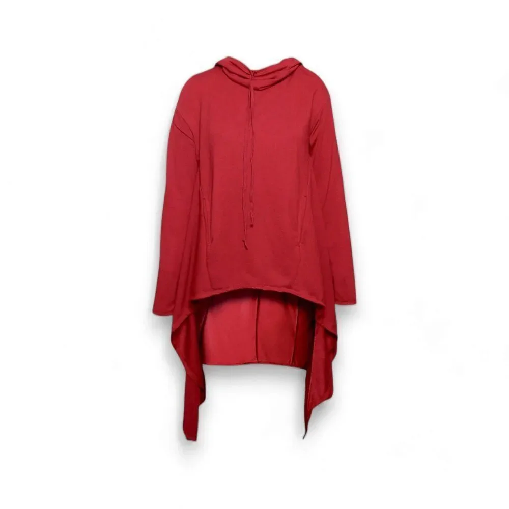 Burgundy Red Asymmetrical Hooded Goth Attire NEW